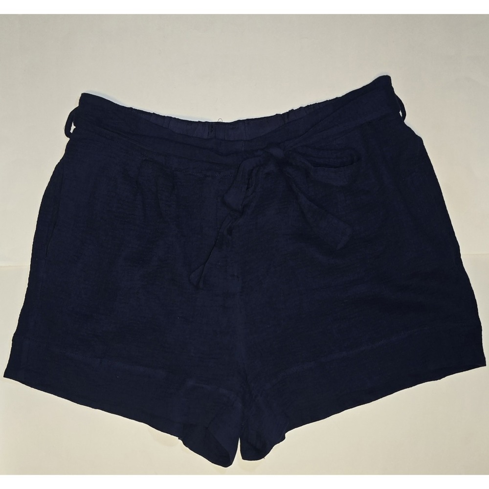 NWT Avenue Short Navy Belt Bow Pockets Stretch Lightweight Coastal Beach Sz 14